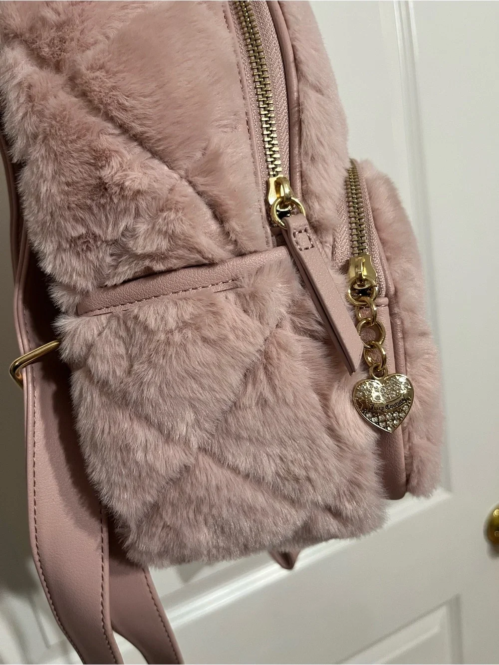 NWT! Juicy Couture Let's get Cozy Furry Backpack Dusty Blush